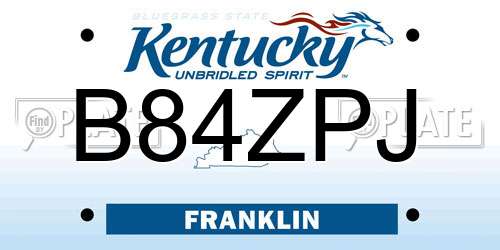 B84ZPJ Kentucky License Plate