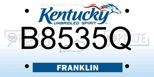 B8535Q Kentucky License Plate