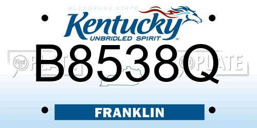 B8538Q Kentucky License Plate