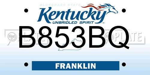 B853BQ Kentucky License Plate