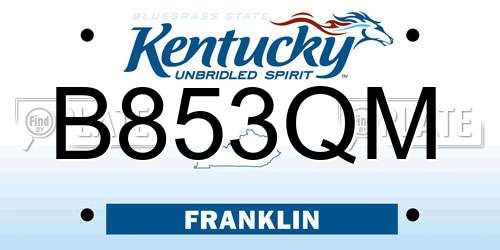 B853QM Kentucky License Plate