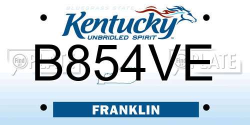 B854VE Kentucky License Plate