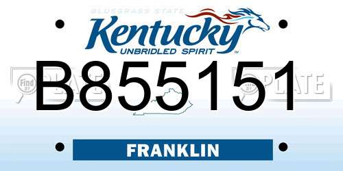 B855151 Kentucky License Plate