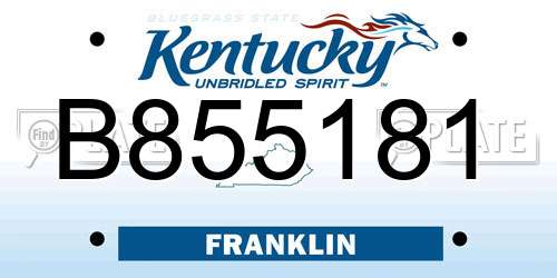 B855181 Kentucky License Plate