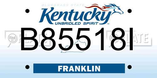 B85518I Kentucky License Plate