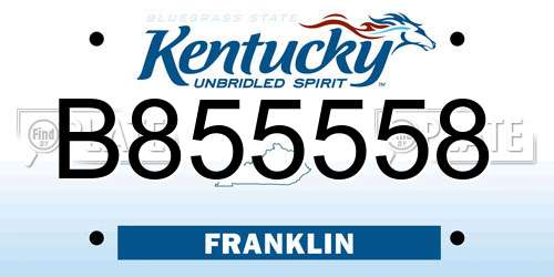 B855558 Kentucky License Plate