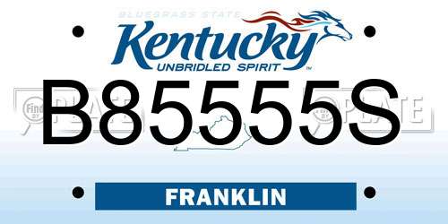 B85555S Kentucky License Plate