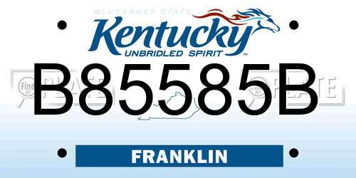 B85585B Kentucky License Plate