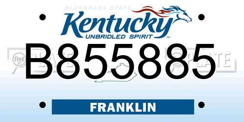 B855885 Kentucky License Plate