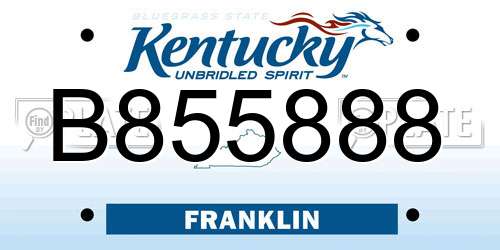 B855888 Kentucky License Plate