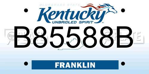 B85588B Kentucky License Plate