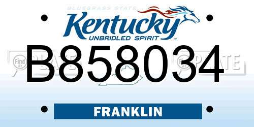 B858034 Kentucky License Plate