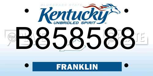 B858588 Kentucky License Plate