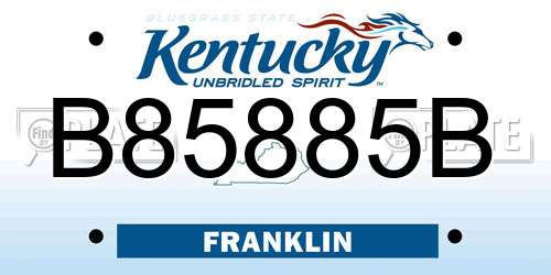 B85885B Kentucky License Plate