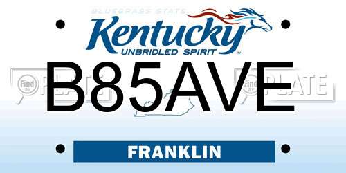 B85AVE Kentucky License Plate