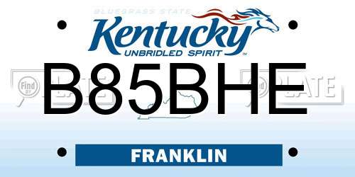 B85BHE Kentucky License Plate