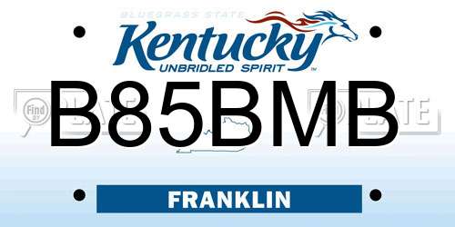 B85BMB Kentucky License Plate