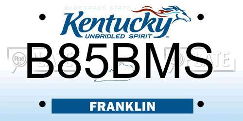 B85BMS Kentucky License Plate