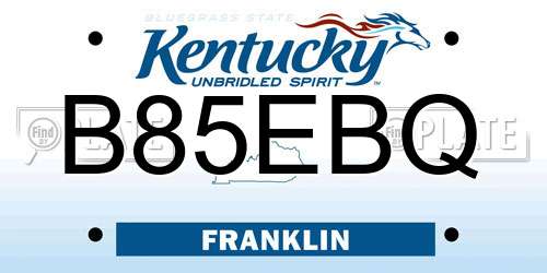 B85EBQ Kentucky License Plate