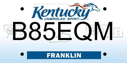 B85EQM Kentucky License Plate