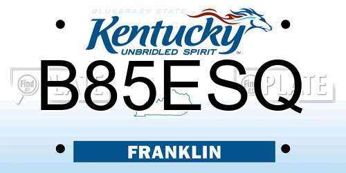 B85ESQ Kentucky License Plate