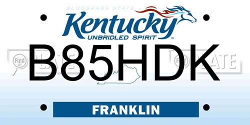B85HDK Kentucky License Plate