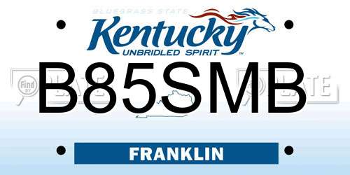 B85SMB Kentucky License Plate