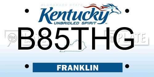 B85THG Kentucky License Plate