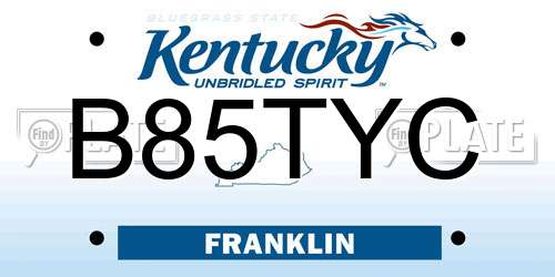B85TYC Kentucky License Plate