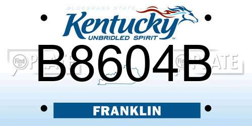 B8604B Kentucky License Plate
