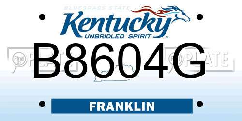 B8604G Kentucky License Plate