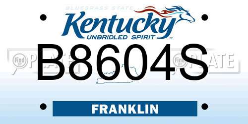 B8604S Kentucky License Plate