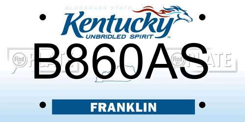 B860AS Kentucky License Plate