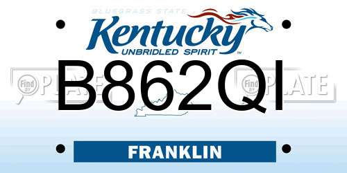 B862QI Kentucky License Plate