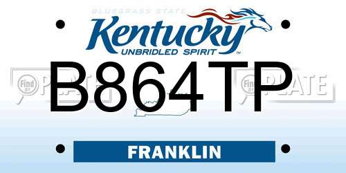 B864TP Kentucky License Plate
