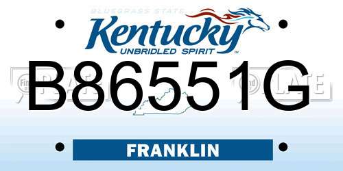 B86551G Kentucky License Plate