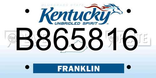 B865816 Kentucky License Plate