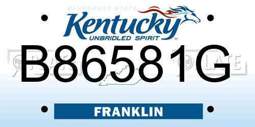 B86581G Kentucky License Plate