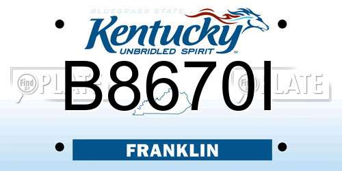 B8670I Kentucky License Plate