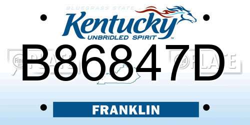 B86847D Kentucky License Plate