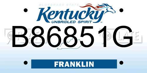 B86851G Kentucky License Plate