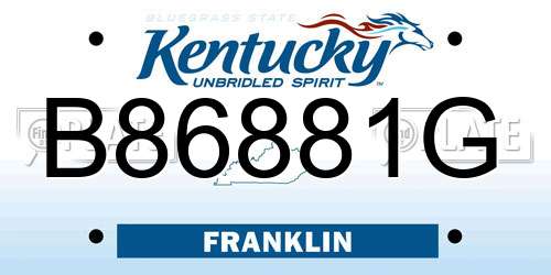 B86881G Kentucky License Plate