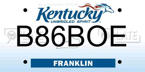 B86BOE Kentucky License Plate
