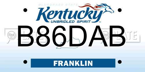 B86DAB Kentucky License Plate