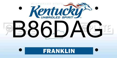B86DAG Kentucky License Plate