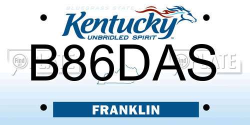B86DAS Kentucky License Plate