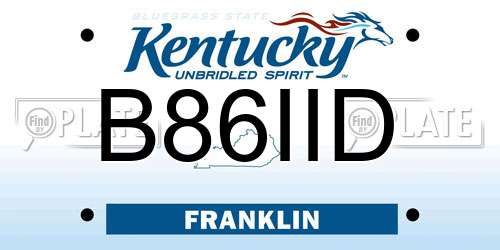 B86IID Kentucky License Plate