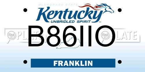 B86IIO Kentucky License Plate