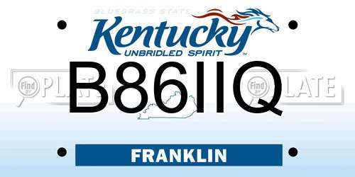 B86IIQ Kentucky License Plate