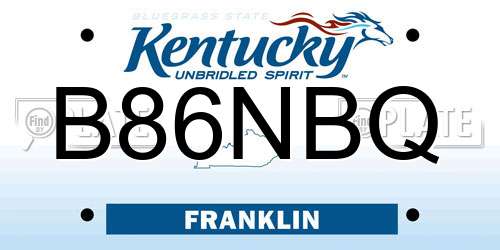 B86NBQ Kentucky License Plate
